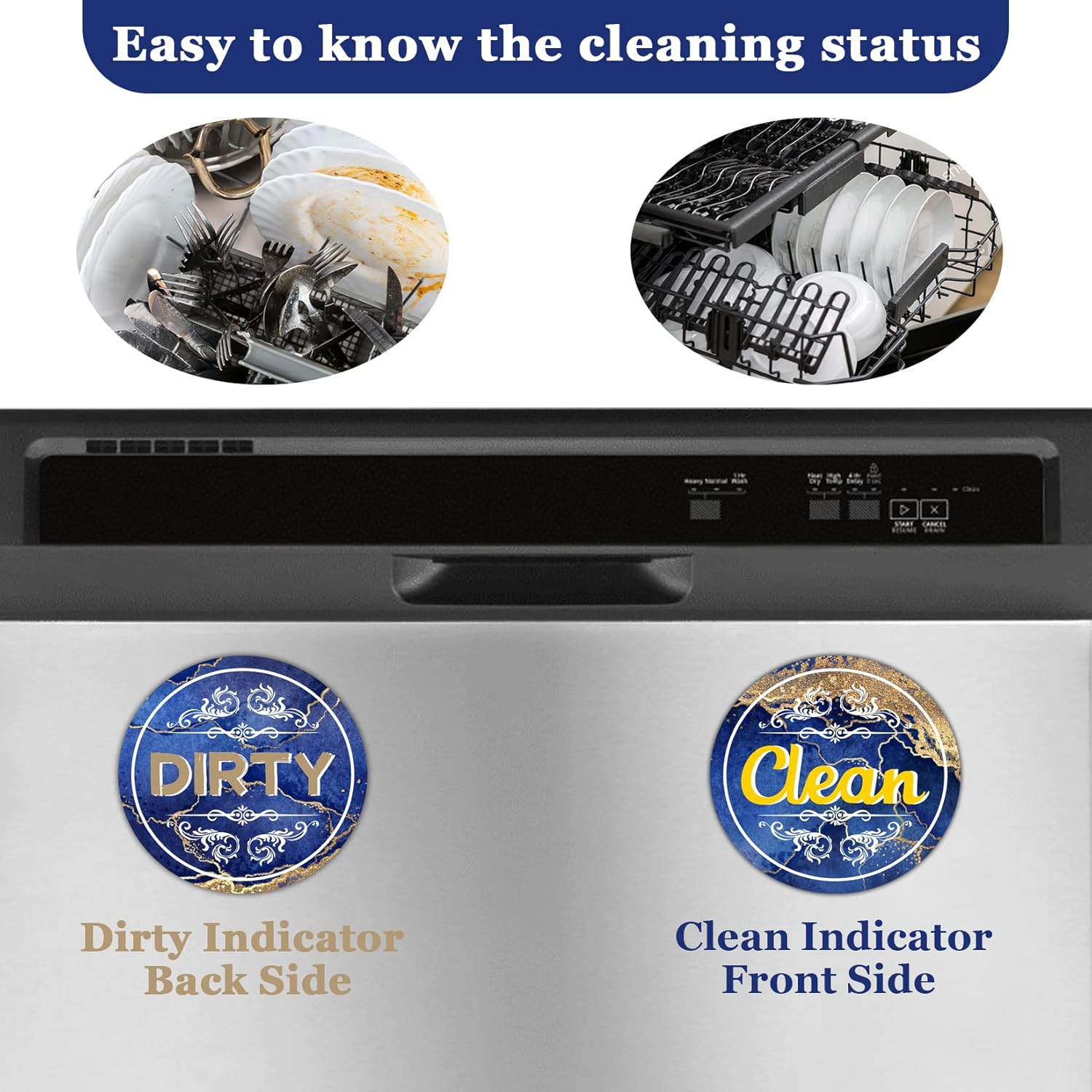 Dishwasher Magnet Clean Dirty Sign for Kitchen Organization Q545146