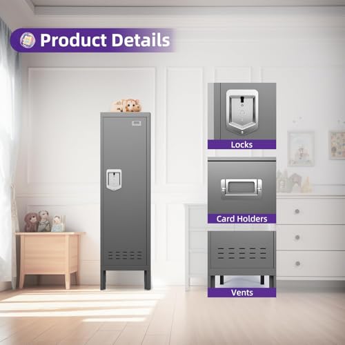5-Door Steel Storage Locker with Hooks and Card Slots M92401