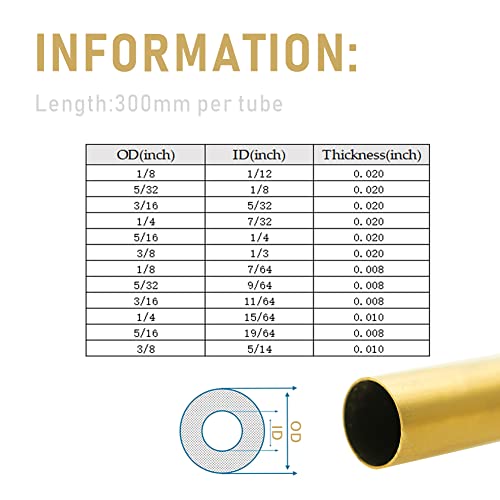 Brass Tube 280 Seamless Round Tubing for Home Decoration, Jewellery and Industry N2026