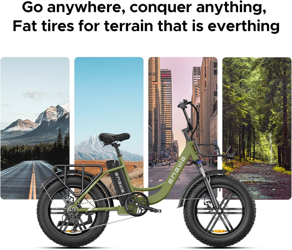 Electric Bike for Adults 20" Fat Tire Step-Thru 48V 7-Speed A16496