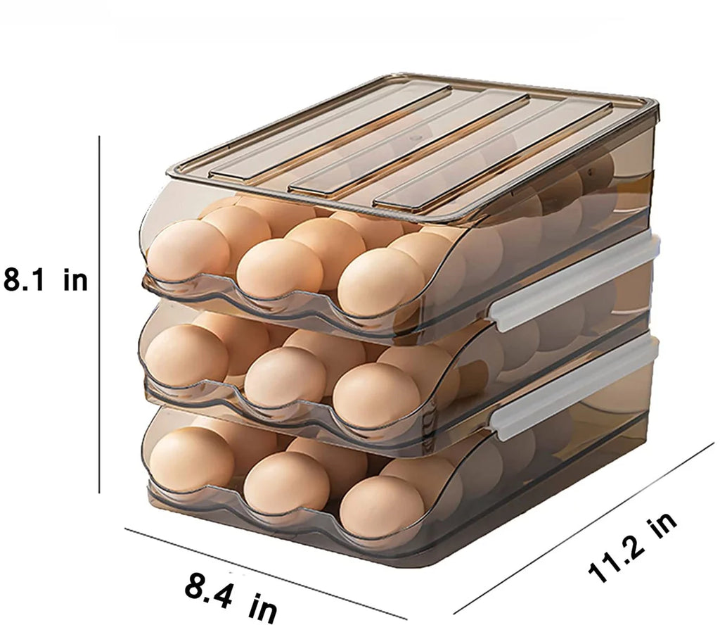 Large Capacity Auto Rolling Egg Holder for Refrigerator, 3 Layers V658816