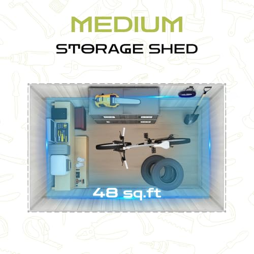 10 x 8 ft Outdoor Storage Shed, Metal Building with Windows and Lockable Doors, Grey Q206