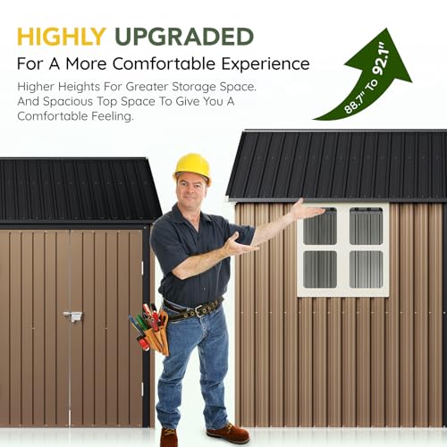 Outdoor Steel Storage Shed with Lockable Doors and Window L987864