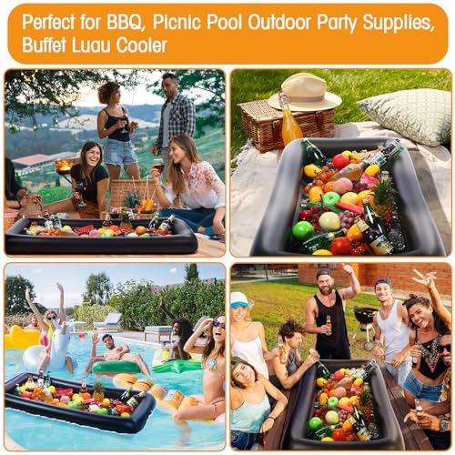 Inflatable Serving Bars with Food Umbrella Mesh Cover and Cooler for Party BBQ Pool Y489