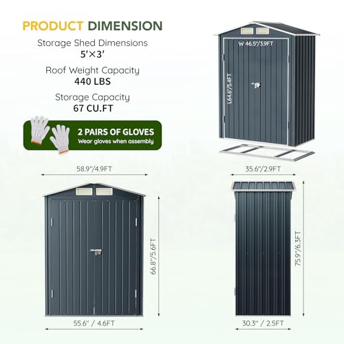 Outdoor Steel Storage Shed with Lockable Doors and Window L987864
