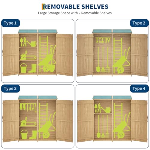 Outdoor Storage Shed with Waterproof Roof and Double Lockable Doors Z211