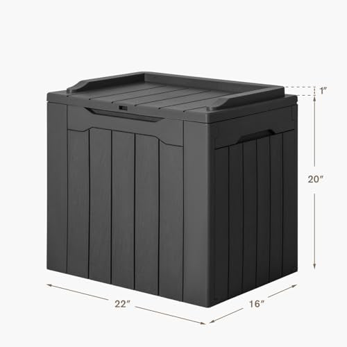 31 Gallon Resin Deck Box Waterproof Indoor Outdoor Storage for Patio Cushions and Garden Tools L90121