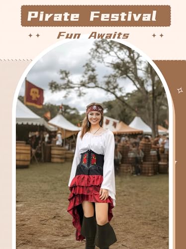 Pirate Costume for Women with Shirt Skirt Corset Belt K4037