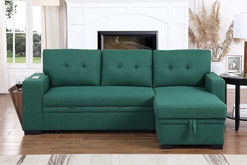 4-in-1 Convertible L Shaped Couch with Pull Out Bed and Storage Z983