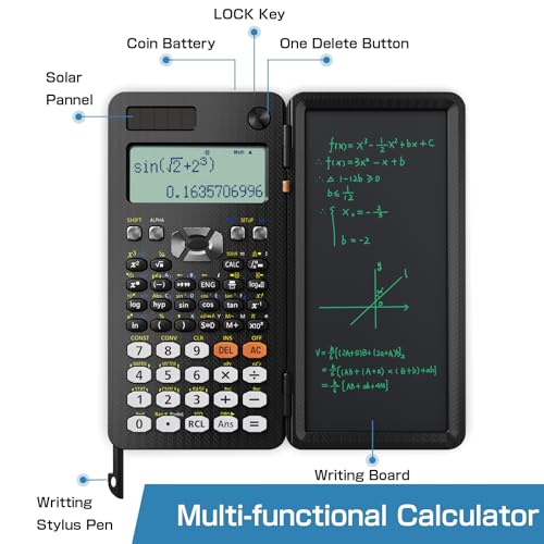Scientific Calculator with Notepad, 2-Line Display, Solar and Battery Powered Q967