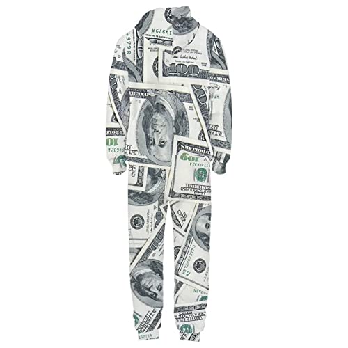 Adult Onesie Hooded One-Piece Pajama Zipper Jumpsuit for Men and Women I930