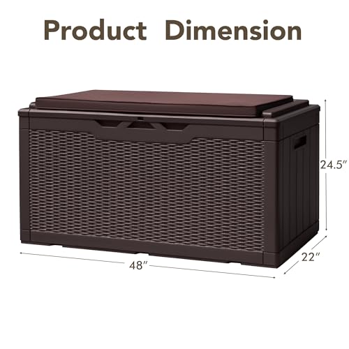Outdoor Resin Deck Box 120 Gallon Waterproof Lockable F693676