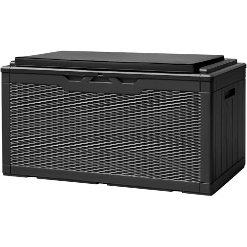 Outdoor Resin Deck Box 120 Gallon Waterproof Lockable F693676