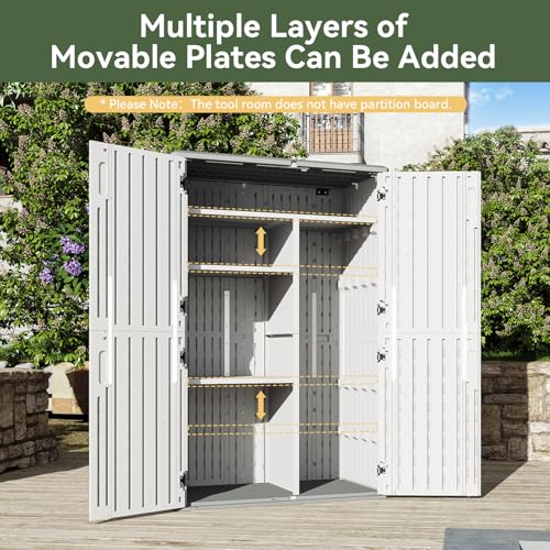 Outdoor Storage Shed with Floor, Waterproof Vertical Cabinet I260366