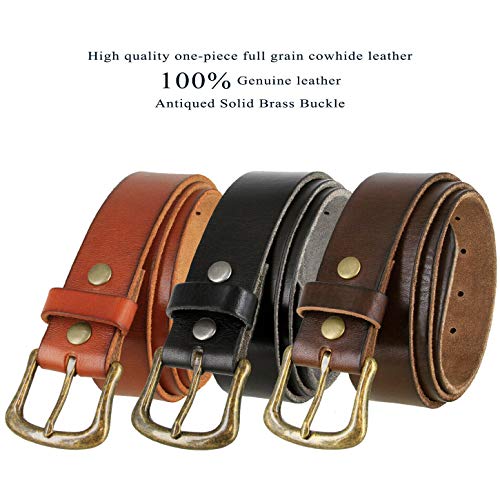 Full Grain Leather Belt with Solid Brass Buckle U9869
