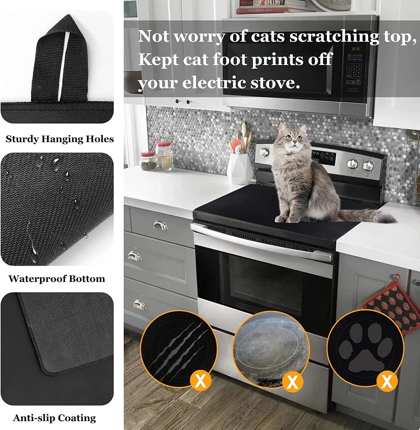 Ceramic Glass Stove Top Protector, 28.5 x 20.5 Inch with 2 Hooks H195154