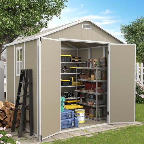 Outdoor Storage Shed 6x6 FT Resin with Floor and Lockable Door Z166