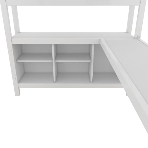 Full Loft Bed with Desk, Storage Shelves, and Wardrobe, Heavy-Duty Frame, Black K6320
