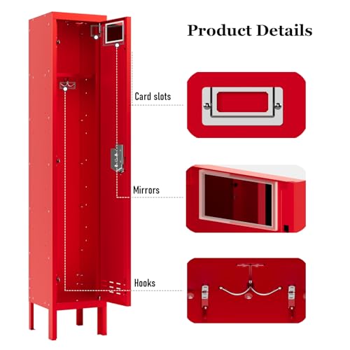 5-Door Steel Storage Locker with Hooks and Card Slots M92401