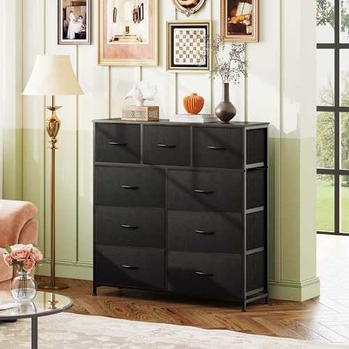 9-Drawer Fabric Storage Tower for Bedroom, Closet, Tall Chest Organizer with Steel Frame R839993