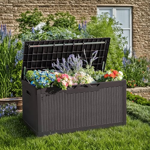 30 Gallon Waterproof Resin Deck Box for Outdoor Patio and Garden Storage Q30388