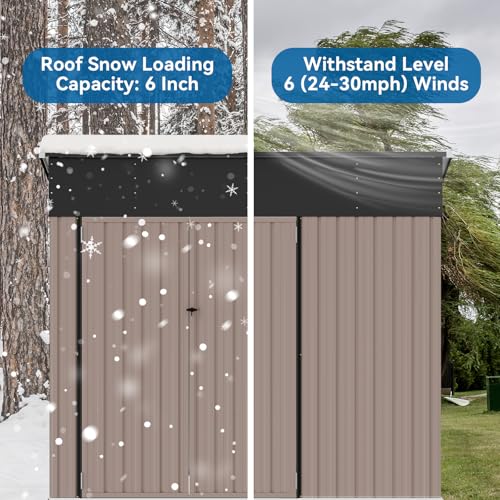 Galvanized Steel Storage Shed with Triple Doors, Weatherproof Outdoor Utility Shed P600721