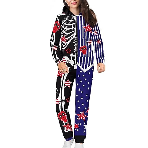 Adult Onesie Hooded One-Piece Pajama Zipper Jumpsuit for Men and Women I930