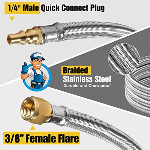 12FT Stainless Steel Quick Connect Propane Hose for RV to Gas Grill M8736
