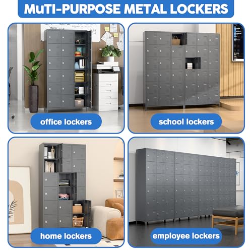 6 Door Metal Storage Locker with 18 Hooks, Black & Dark Grey K6611