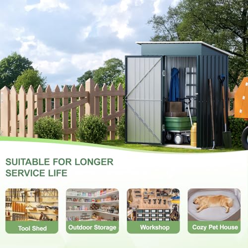 Outdoor Steel Storage Shed with Lockable Doors and Window L987864