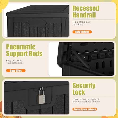 30 Gallon Waterproof Resin Deck Box for Outdoor Patio and Garden Storage Q30388