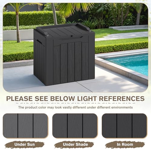 31 Gallon Resin Deck Box Waterproof Indoor Outdoor Storage for Patio Cushions and Garden Tools L90121