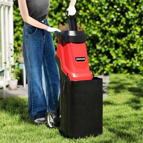 Electric Wood Chipper Shredder, Corded Leaf Mulcher with Collection Bag P14790