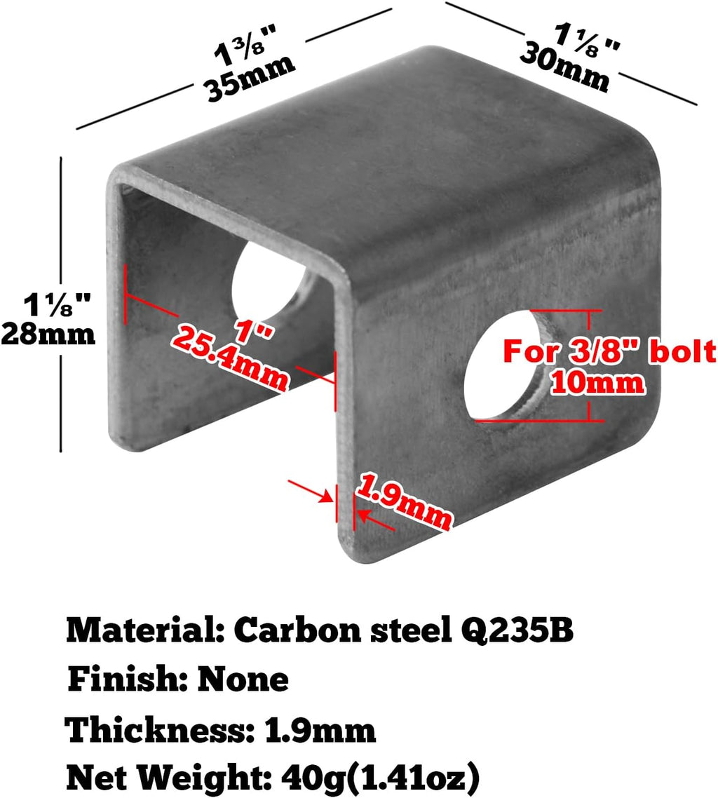 Weldable U Bracket with 2 Holes for 1" Panels or Square Pipe G3069