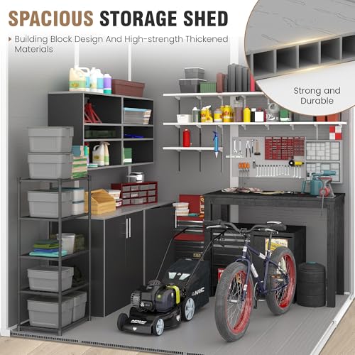 Outdoor Storage Shed 6x6 FT Resin with Floor and Lockable Door Z166
