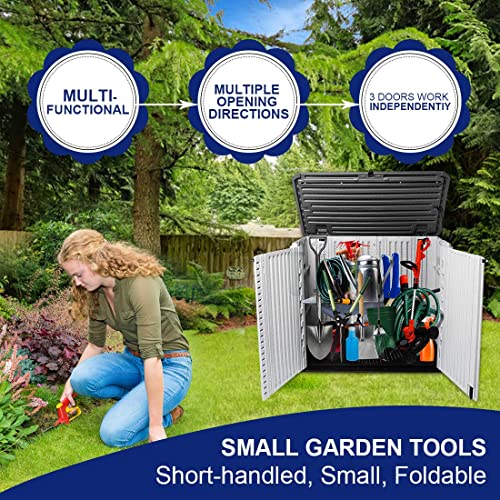 Horizontal Outdoor Storage Shed, 47 Cu.ft Resin Waterproof Cabinet for Garden Patio Backyards F5157