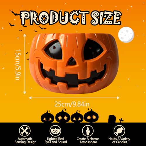 Halloween Candy Bowl with Moving Skull Hand and Glowing Red Eyes M2252