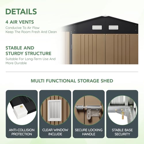 Outdoor Steel Storage Shed with Lockable Doors and Windows E249038