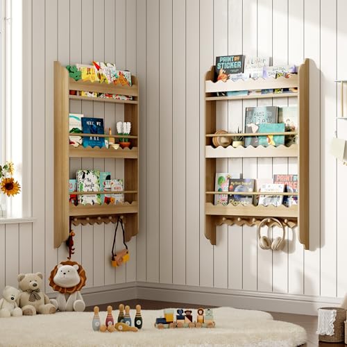 Wall Mounted 3-Tier Kids Bookshelf with Toy Storage Q74129