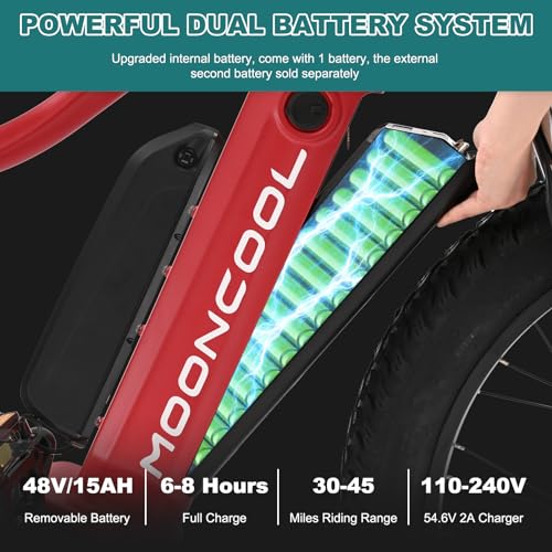 Electric Bike for Adults, 26" Fat Tire, 48V 15Ah Removable Battery W2070