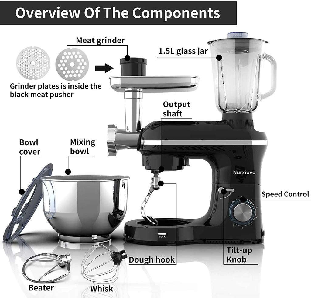 Stand Mixer 850W 6-Speed Tilt-Head with 6.5QT Stainless Steel Bowl P18844