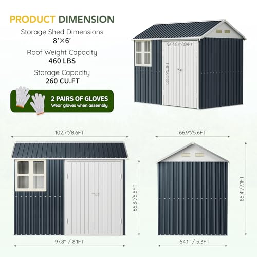 Outdoor Steel Storage Shed with Lockable Doors and Window L987864