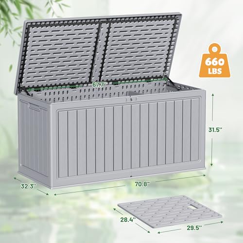 30 Gallon Waterproof Resin Deck Box for Outdoor Patio and Garden Storage Q30388