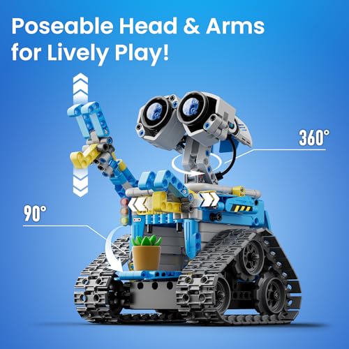 Robot Building Kit with Remote Control STEM Gifts for Boys Ages 8-12, 488 Pieces - Blue P464