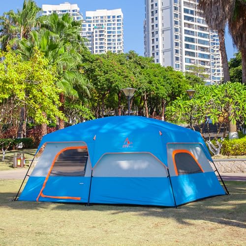 Extra Large Family Cabin Tent 2 Rooms 3 Doors 3 Windows Waterproof for Camping H460