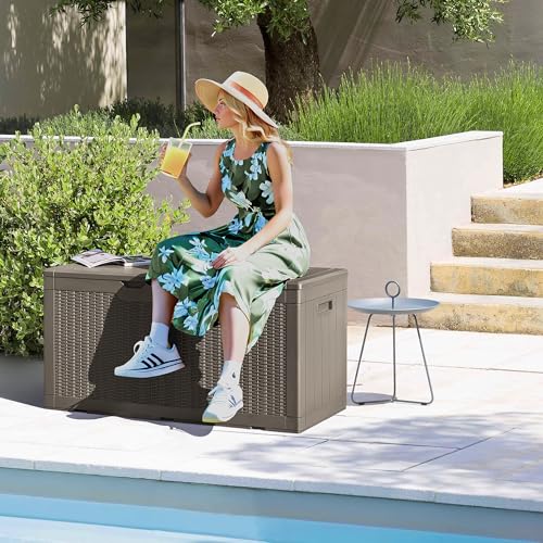 30 Gallon Waterproof Resin Deck Box for Outdoor Patio and Garden Storage Q30388
