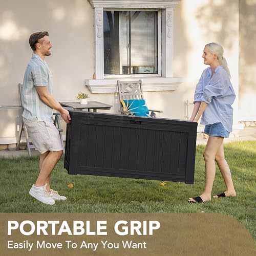 Outdoor Resin Deck Box 120 Gallon Waterproof Lockable F693676