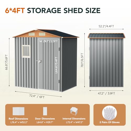 Outdoor Storage Shed with Lockable Door, Compact Metal Tool Shed for Garden O328