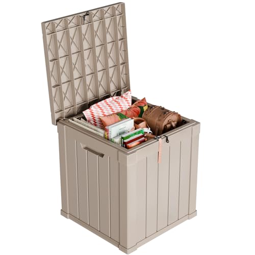 100 Gallon Resin Deck Box, Lockable Patio Outdoor Storage, Waterproof - Black F75230
