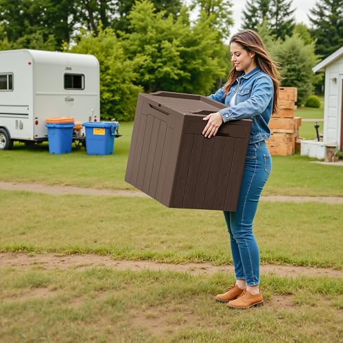 30 Gallon Waterproof Resin Deck Box for Outdoor Patio and Garden Storage Q30388